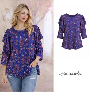 NEW Free People Doc Street Floral Ruffle top
